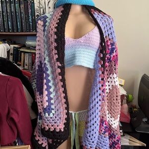Colorful Crochet Shawl and Top Set